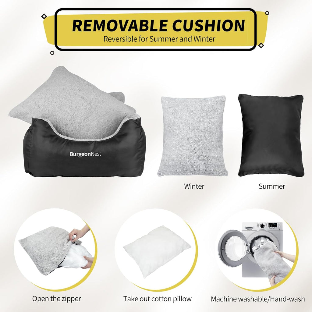 Dog Car Seat for Small Dogs, Soft Pet Car Travel Home Bed under 25 Lbs, Fully Detachable and Washable Cat Booster Carseats with Storage Pockets and Clip-On Leash Portable Carrier,Black